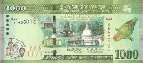 P130 Sri Lanka 1000 Rupees Year 2018